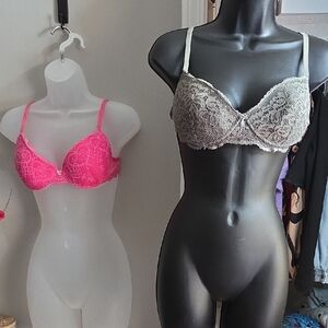 Pink and Gray Underwire Bras with Adjustable Straps